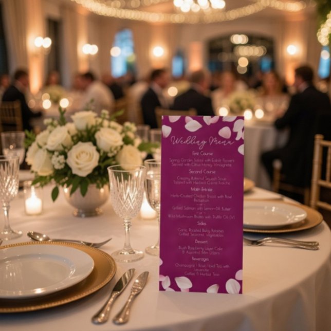 Pétales roses romantiques Menu Mariage (Créateur téléchargé)