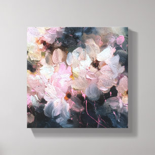 Petals After Dusk   Blush Pink Abstract Floral  Canvas Print