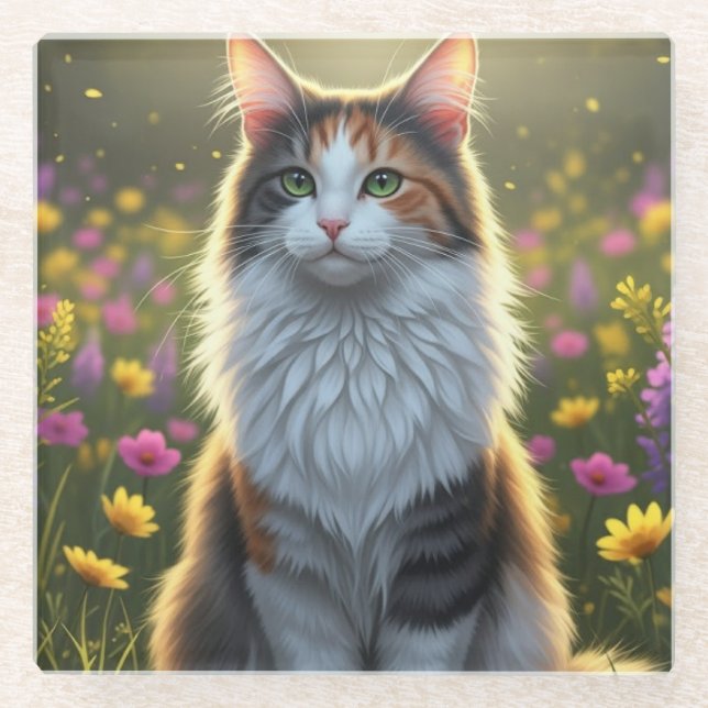 Petals And Paws Glass Coaster (Front)