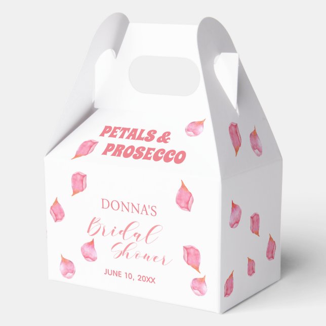 Petals and Prosecco Blush Bridal Shower Favor Box (Front)