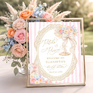 Petals and Prosecco Bow Bridal Shower Welcome Poster
