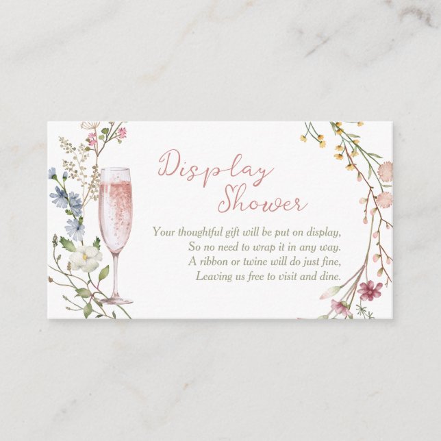 Petals and Prosecco Bridal Display Shower Enclosure Card (Front)