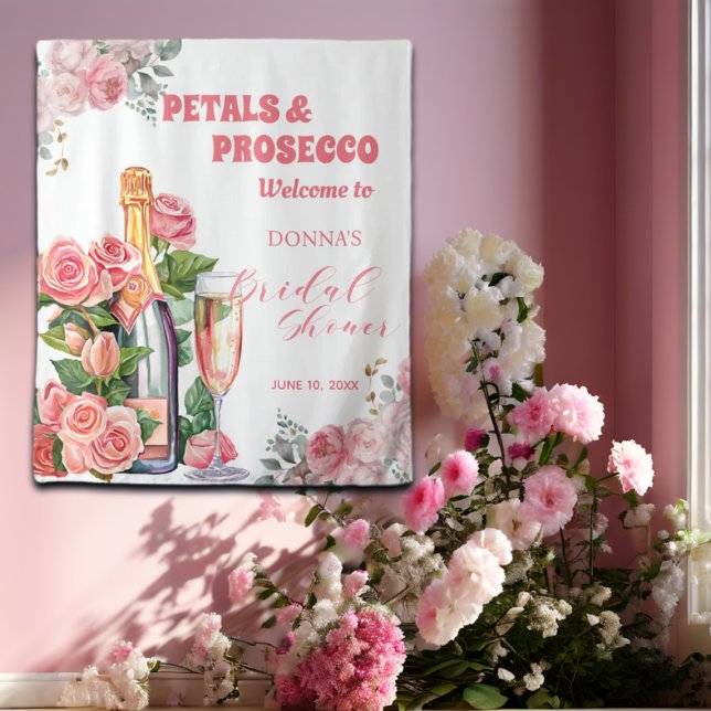 Petals and Prosecco Bridal Shower Backdrop Tapestry (Creator Uploaded)