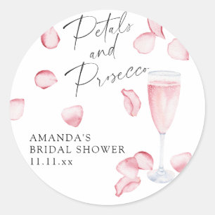 Petals and Prosecco Bridal Shower Classic Round Sticker