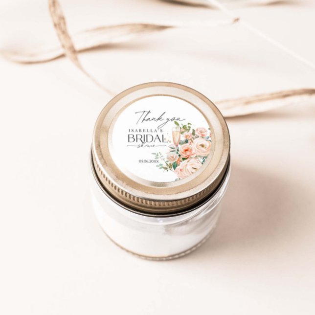 Petals And Prosecco Bridal Shower Classic Round Sticker (Creator Uploaded)