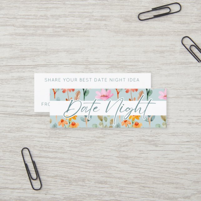 Petals and Prosecco Bridal Shower Date Night Idea Mini Business Card (Front/Back In Situ)