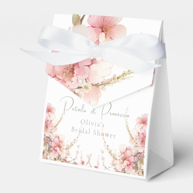 Petals and Prosecco Bridal Shower Favor Box (Front Side)
