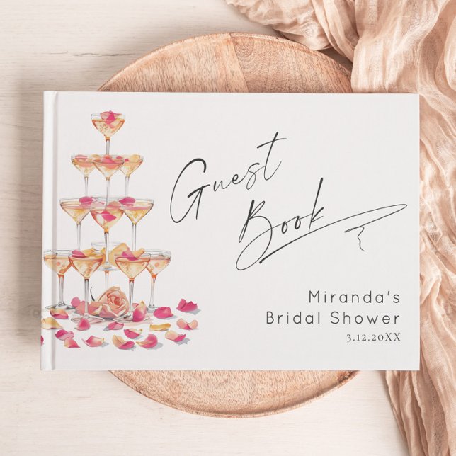Petals and Prosecco Bridal shower Hot pink Guest Book (Creator Uploaded)