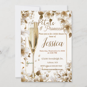 Petals and prosecco bridal shower invitation