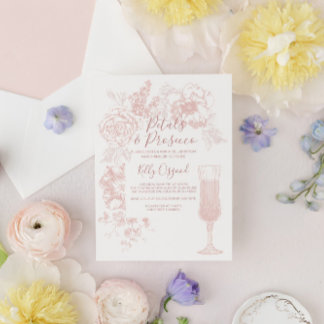 Petals And Prosecco Bridal Shower Invitation