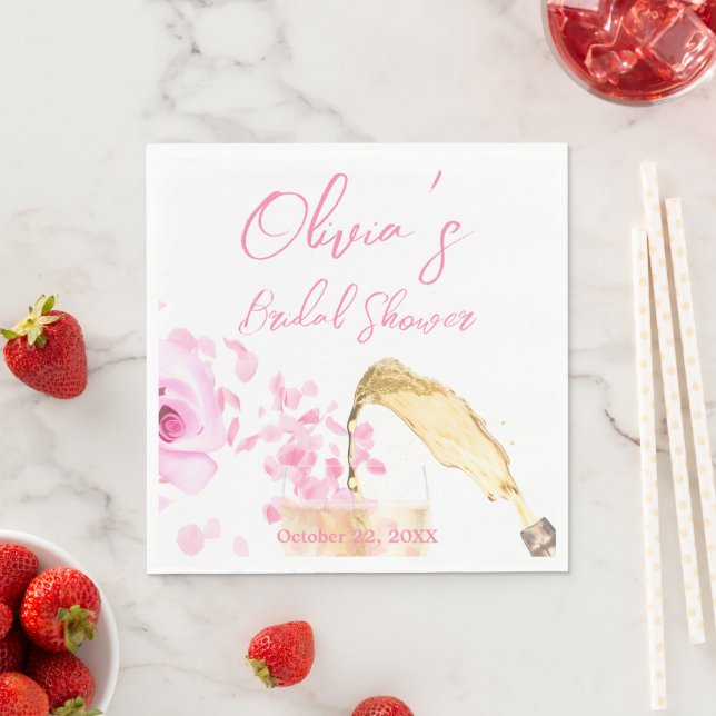 Petals and Prosecco Bridal Shower Napkins (Insitu)