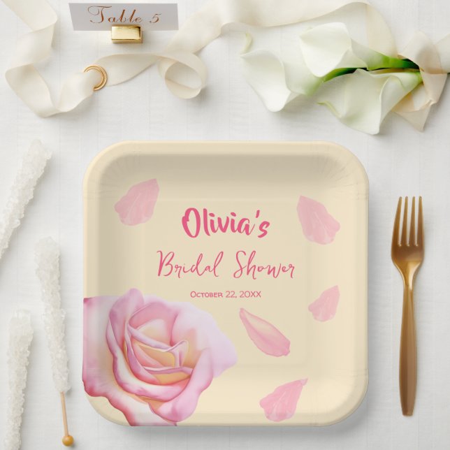 Petals and Prosecco Bridal Shower Paper Plates (Wedding)