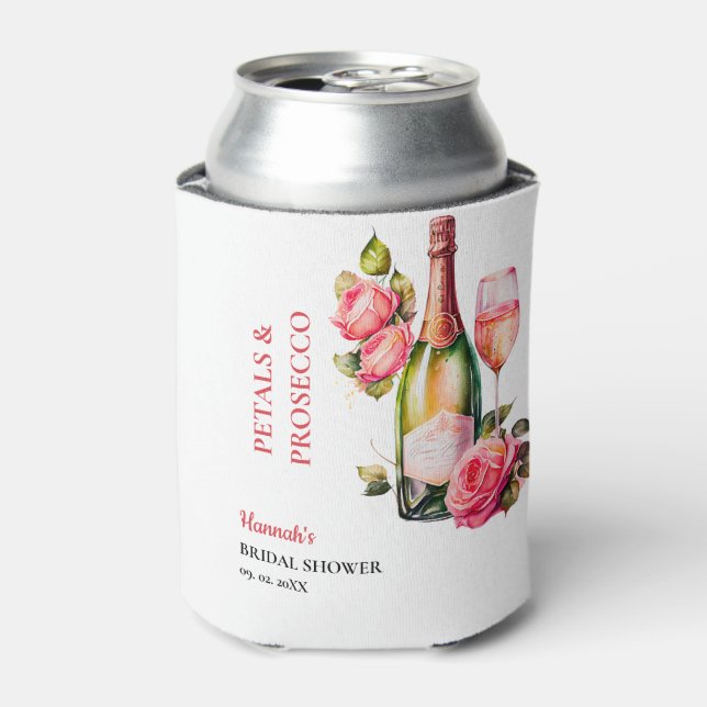 Petals And Prosecco Bridal Shower Party Can Cooler (Can Front)