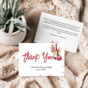 Petals And Prosecco Bridal Shower Party Thank you  Card