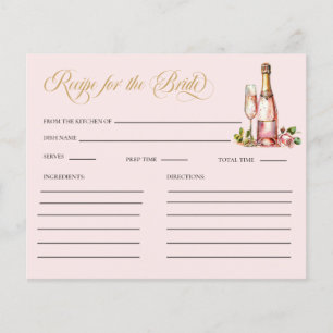 Petals and Prosecco Bridal Shower Recipe Cards 