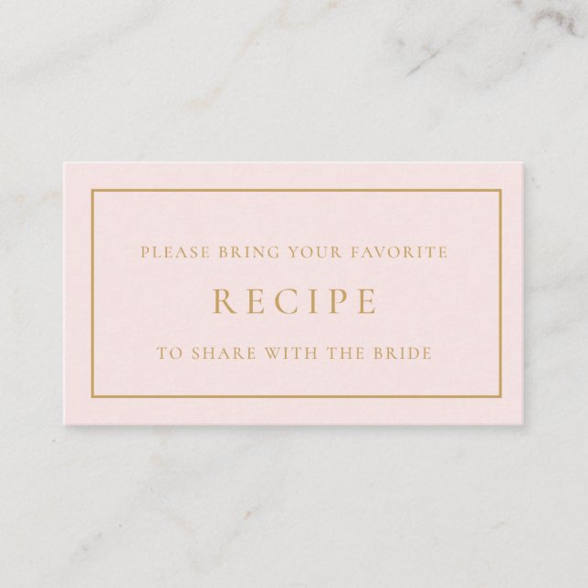 Petals and Prosecco Bridal Shower Recipe  Enclosure Card (Front)