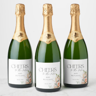 Petals And Prosecco Bridal Shower Sparkling Wine Label