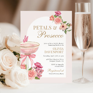 Petals and Prosecco Floral Arch Bridal Shower Invitation