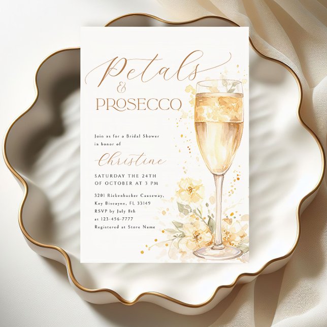 Petals and Prosecco Floral Bridal Shower Invitation (Creator Uploaded)