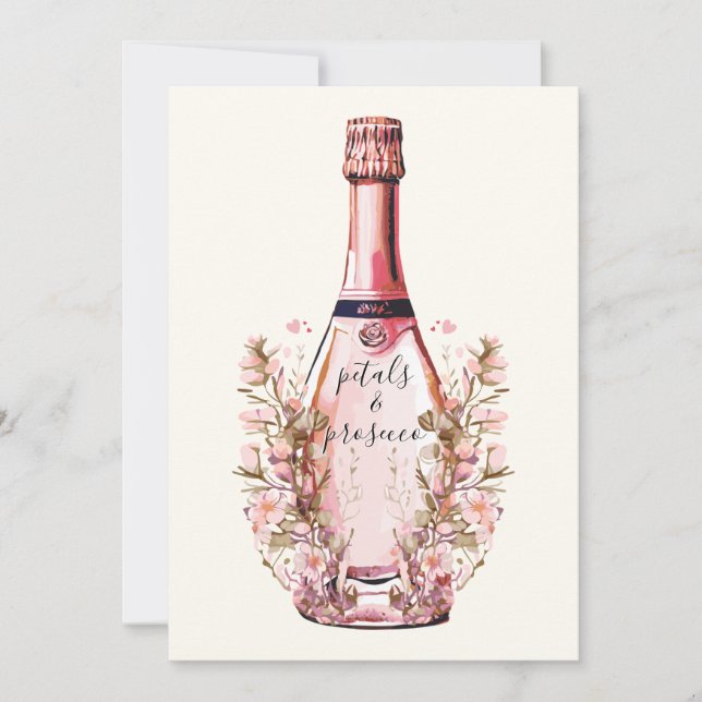 Petals and Prosecco Floral Hearts Bridal Shower Invitation (Front)