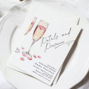 Petals and Prosecco minimal Modern Bridal Shower Invitation