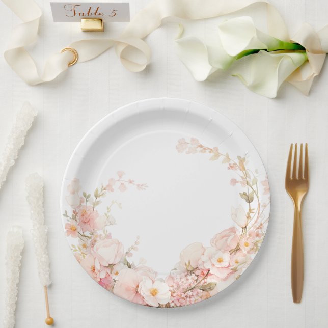 Petals and Prosecco  Paper Plate (Wedding)