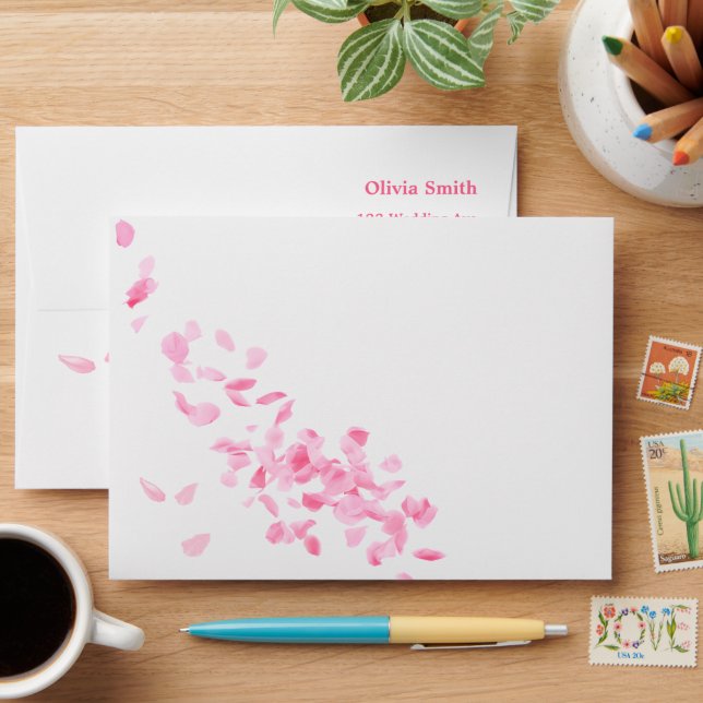 Petals and Prosecco Pink Bridal Shower Envelope (Desk)