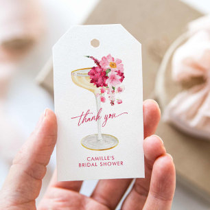 Petals and Prosecco Pink Bridal Shower Favour Gift Tags