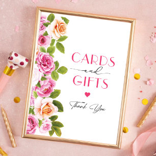 Petals and Prosecco pink floral Cards and gifts Poster