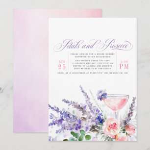 Petals and Prosecco Purple Floral Bridal Shower Invitation