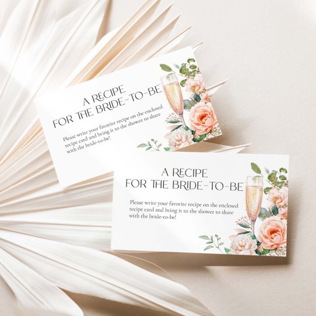 Petals And Prosecco Recipe for the bride to be Enclosure Card (Creator Uploaded)