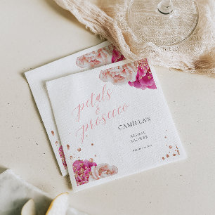Petals and Prosecco Script Sparkly Floral Napkin