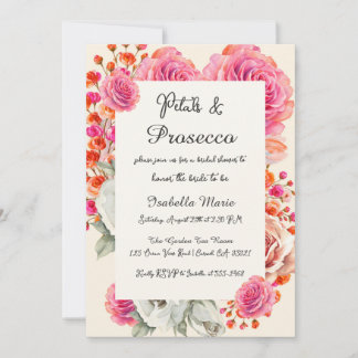 Petals and Prosecco Summer Bridal Shower Invitation