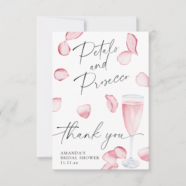 Petals and Prosecco - thank you bridal shower Card (Front)