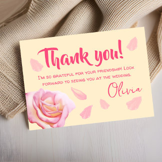Petals and Prosecco Wedding Bridal Shower Thank You Card