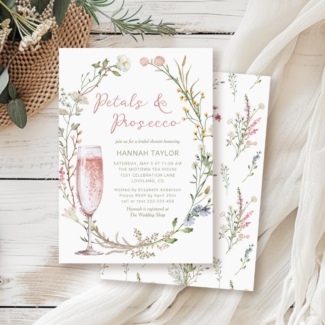 Petals and Prosecco Wildflower Bridal Shower Invitation (Creator Uploaded)