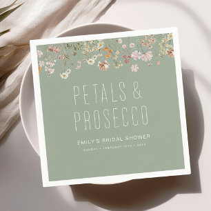 Petals and Prosecco Wildflower Bridal Shower Napkin
