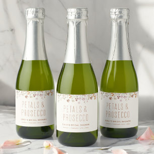 Petals and Prosecco Wildflower Bridal Shower Sparkling Wine Label