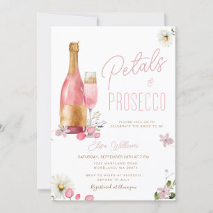 Petals and Prosecco Wildflowers Bridal Shower  Invitation