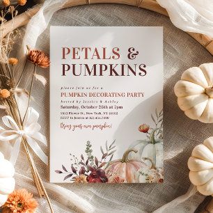 Petals and Pumpkins Fall Pumpkin Decorating Party Invitation