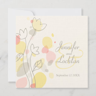 Petals confetti flower square wedding invite