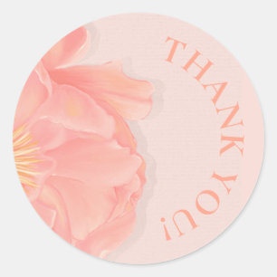 Petals Floral Thank You  Bridal Shower Pink Classic Round Sticker