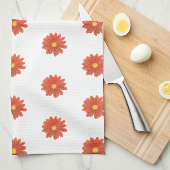 Petals in Motion – Vibrant Flower Graphic Kitchen Towel (Quarter Fold)