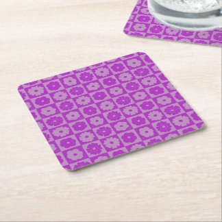 Petals In Silence 01. Floral Pattern. Square Paper Coaster
