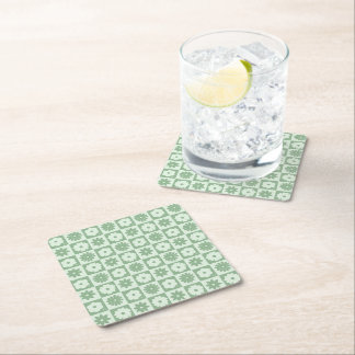 Petals In Silence 03. Floral Pattern. Square Paper Coaster