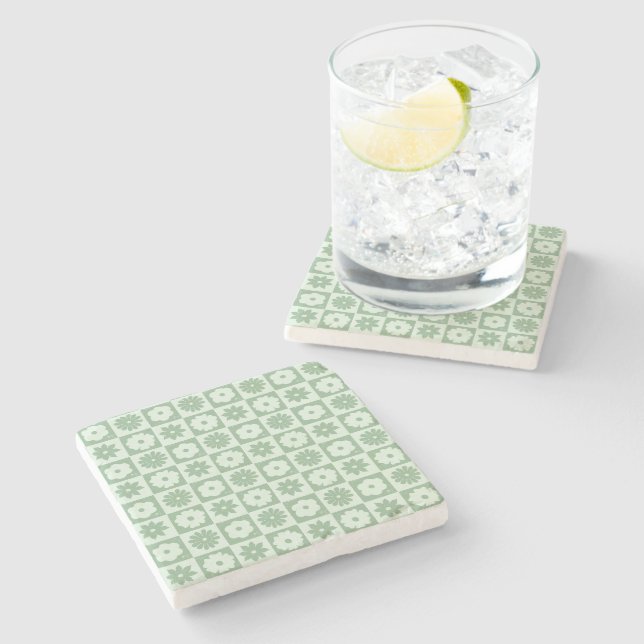 Petals In Silence 03. Floral Pattern. Stone Coaster (Side)