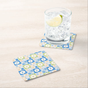 Petals In Silence 06. Floral pattern.  Square Paper Coaster