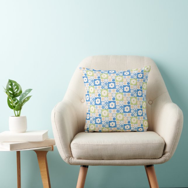 Petals In Silence 06. Floral pattern.  Throw Pillow (Chair)