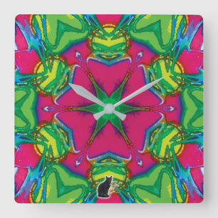 Petals Kaleidoscope Square Wall Clock