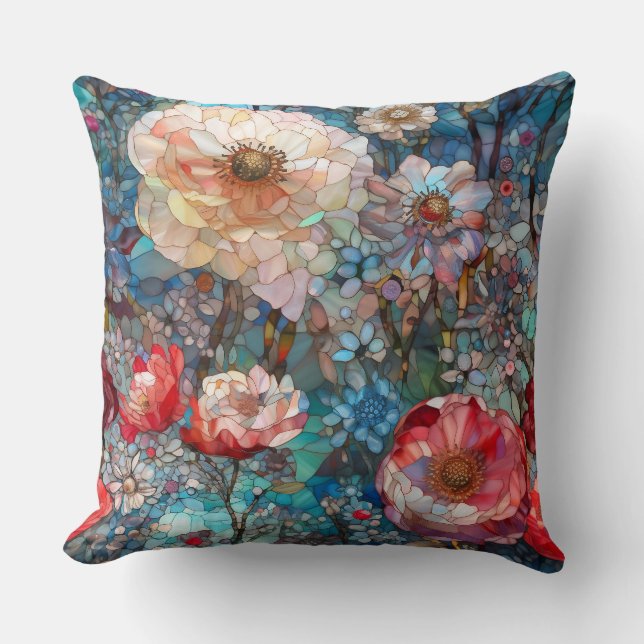 Petals Of Glass Botanical Throw Pillow (Front)